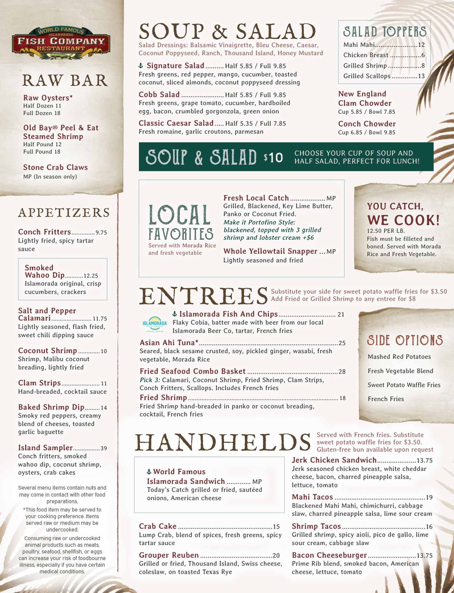 Keys Menu Islamorada Fish Company